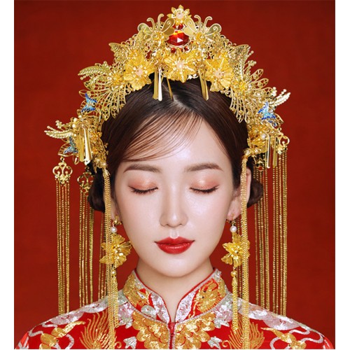 Chinese ancient traditional empress queen princess cosplay hair accessories chinese wedding bridal drama photos cosplay phoenix headdress